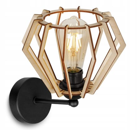 Light-Home TIMBER 2360/K – Wandlamp – Zwart/ Hout – Modern Design – LED