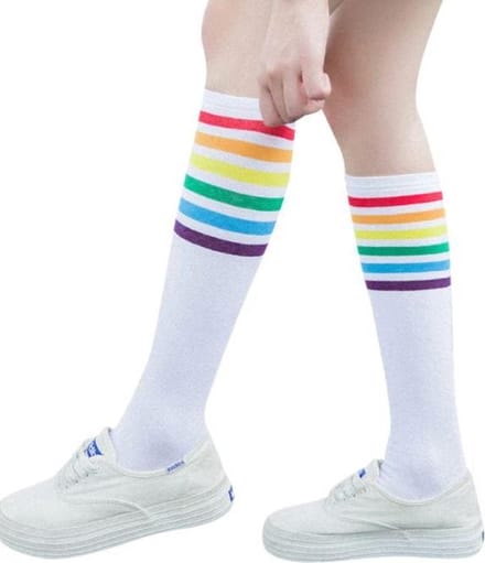 Gay Pride kousen - Regenboog sokken - Maat 34-40 - Pride - Wit - 1 paar