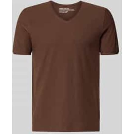 T-shirt met V-hals en rolzoom