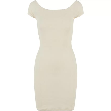 Urban Classics - Off Shoulder Rib Korte jurk - M - Beige