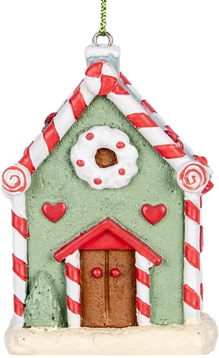 Clayre & Eef Kersthanger Gingerbread house 6x4x8 cm Groen Kunststof
