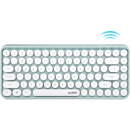 Ajazz 308i Bluetooth-toetsenbord Ronde sleuteldop 10m Bluetooth-verbinding 84 toetsen voor Windows 2000, groen
