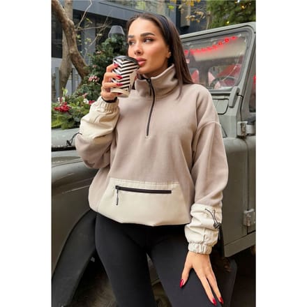 Oversized Pluche Half-Zip Sweatshirt