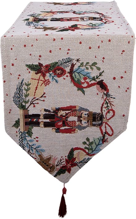 Clayre & Eef Tafelloper Kerst 33x180 cm Beige Polyester