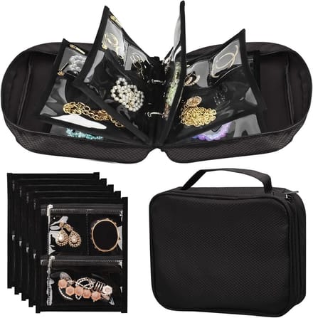 Reis Sieraden Organizer met Transparante Zak en Ritsen