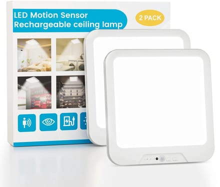 Allero Plafondlamp - Plafondlampen - Led Lamp - Oplaadbaar - 2 Stuks - Wit - Afstandsbediening - Bewegingssensor - 3 Kleurtemperaturen
