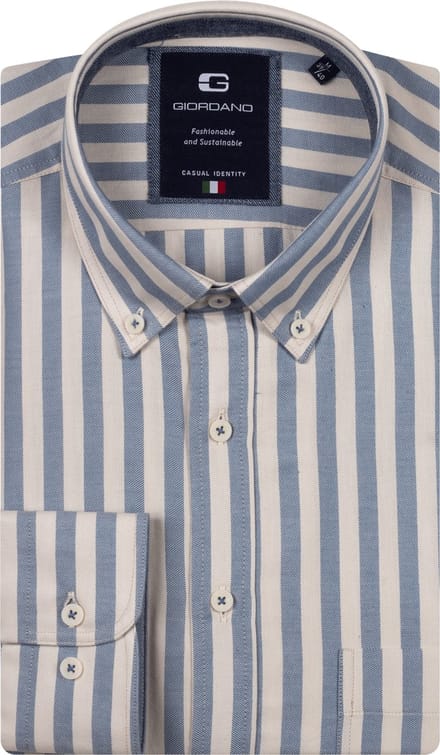 Giordano – Brando – Heren – Overhemd – Gestreept Overhemd – Blauw – 527101-65