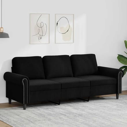 vidaXL - Driezitsbank - 180 - cm - fluweel - zwart