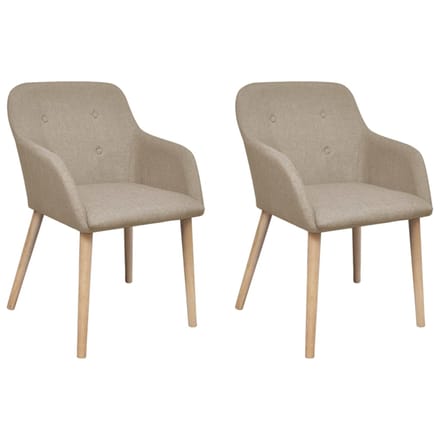 vidaXL - Eetkamerstoelen - 2 - st - stof - en - massief - eikenhout - beige