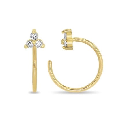 Hoop oorbel triangel met zirkonia