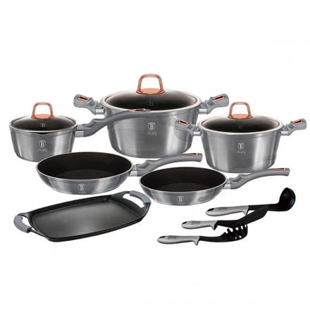 Berlinger Haus METALLIC Serie - Granieten Pannenset - Soft Touch Handvat - Turbo Inductie