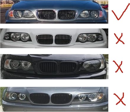 Frontroosters Glanzend Zwart voor BMW E46 3 Serie 2002-2004