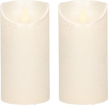 Anna's Collection Led kaars/stompkaars - 2x - creme/parel wit - H15 x D7,5 cm - wax - bewegende vlam