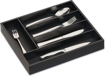 bestekbak bamboe - 5 vakken - 5 x 34 x 30 cm - zwart