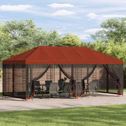 vidaXL - Tuinpaviljoen - 6 - x - 3 - m - Terracotta - Polyester - en - Staal - 190 - gsm