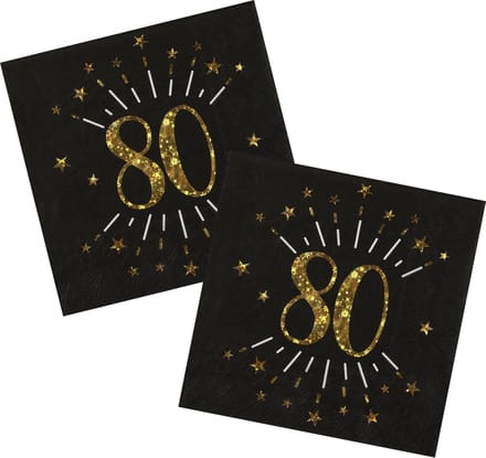 Verjaardag feest servetten leeftijd - 50x7 - 80 jaar - goud - 33 x 33 cm