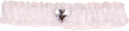 Kousenband grote maat - wit met strass hartje