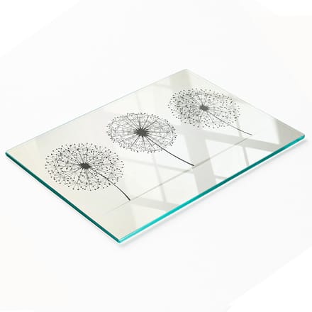 Gehard multifunctioneel decoratief bord van glas met paardenbloemmotief, 80x52 cm