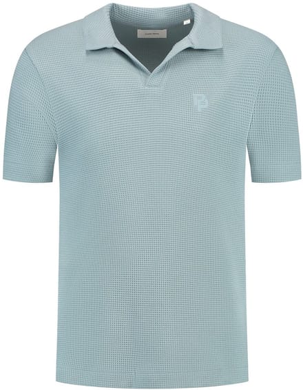 Pure Path Poloshirt Gestructureerde Polo 25010123 93 Blue Grey Mannen Maat - S