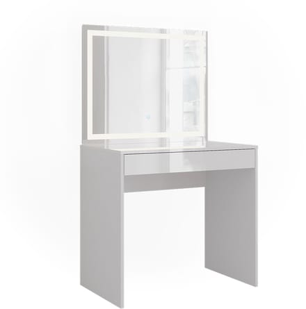 Vicco Sherry Kaptafel met licht – 81.4 cm met LED-spiegel Wit/wit hoogglans