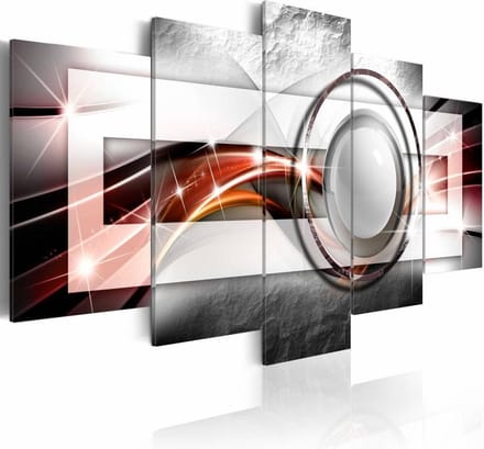 Schilderij - Moderne kijk, 5 luik, Oranje/Grijs, 2 maten, Premium print
