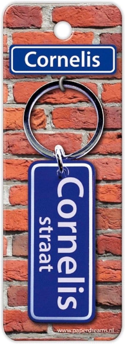 Paper Dreams Sleutelhanger Straatnaam Cornelis 9 Cm Blauw