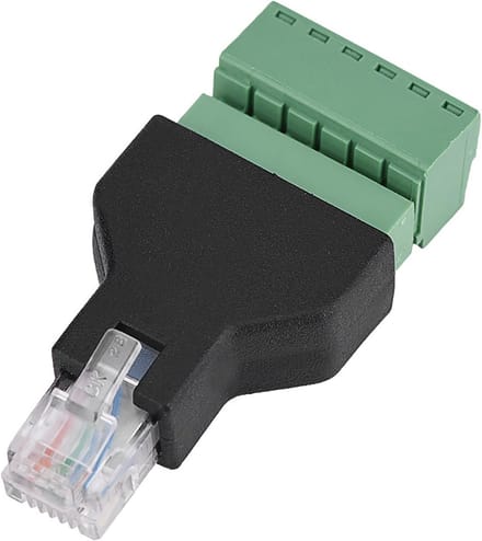 RJ12 6P6C adapterstekker voor CCTV met schroefklemmen