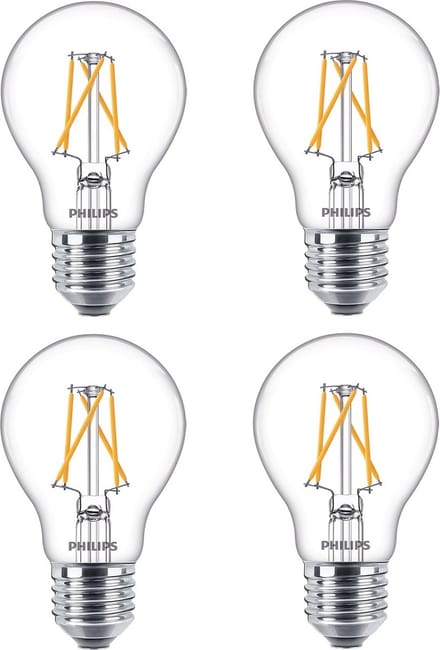4 stuks | Philips SceneSwitch LED 7.5W-3W-1.6W 3-Staps dimbaar | E27 | Extra Warm Wit | 7.5 watt | 15.000 Branduren