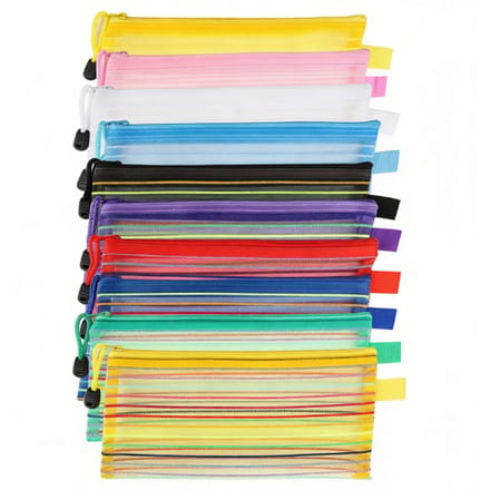 10 Stuks Mesh Ritszakjes Draagbare Multifunctionele Ritszakken voor Organisatie van Sieraden Toiletartikelen 10 Kleuren black