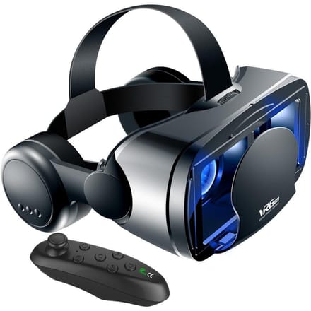 3D VR Smart Bril Headset Virtual Reality Helm Smartphone Volledig scherm Visie Groothoeklens met Controller Headset 7 Inch Y1 zwart