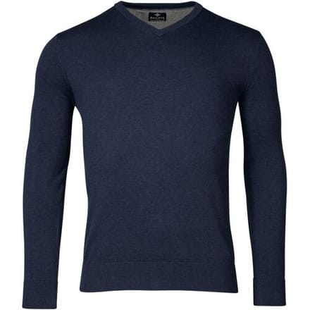 Baileys Trui Uni Color Cotton V-Neck Single Knit Dark Blue / male