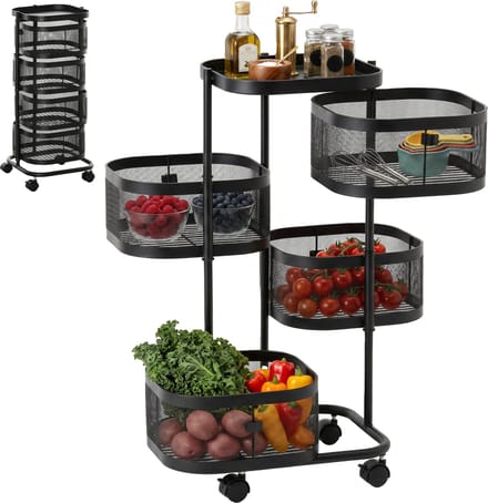 Homcom Utility Cart-Staal-33L x 33B x 77H cm-Zwart