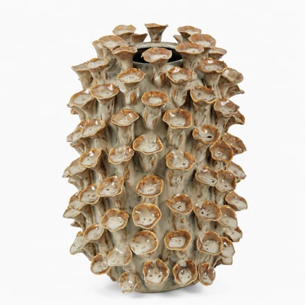 Mosi Reliëf Vaas Keramiek - Taupe/Bruin - H 31 cm