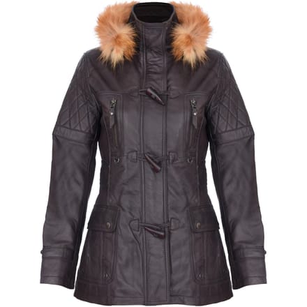 Dames gewatteerde leren parka met capuchon-Northampton