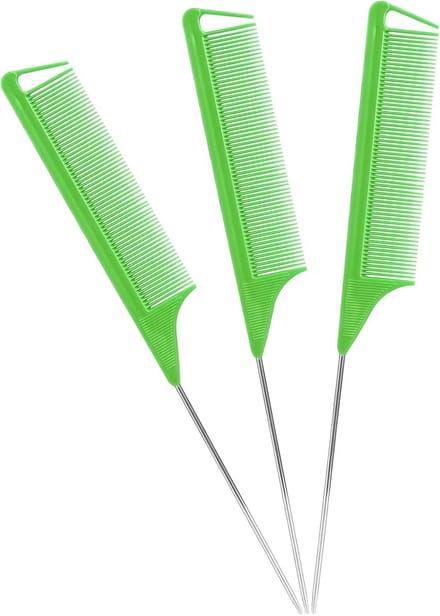 Rattenstaartkammen Set - Haar Styling Tools - Haar Scheiden Stylen - Hittebestendig Koolstofvezel - 24 cm Lengte - Groen