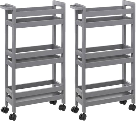 5Five Keukentrolley - 2x - 3-laags - betongrijs - D15 x B40 x H75 cm