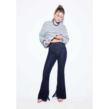 Stradivarius D74 flared split jeans  VERBLEEKTE DENIM WASSING 36