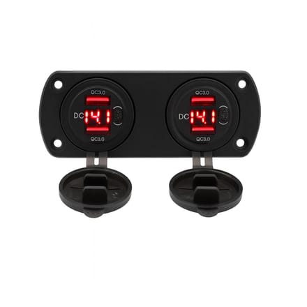 THAR Inbouw Voltmeter 12V met USB-C PD & QC3 - Rood