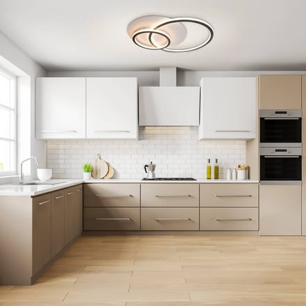 Näve Kirk LED plafondlamp, ringvormig, 2-lamps, zwart/wit