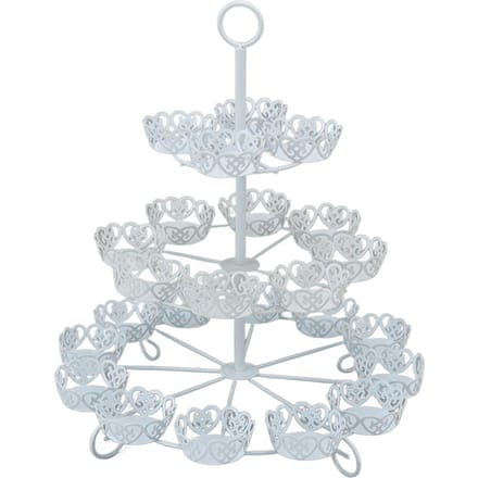 Cupcakestandaard voor 24 cupcakes 3 laags Gebak Serveer Display Standaard IJzeren Dessert Drager Display white