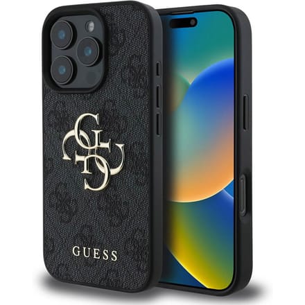 Guess 4G Metal Logo Backcover voor de Apple iPhone 16 Pro - Zwart
