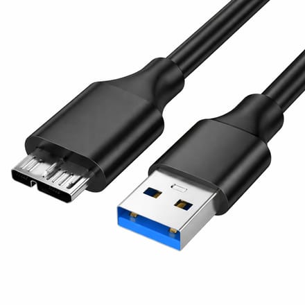 USB-A naar Micro USB-B Kabel – Micro B 3.0 / 5Gbps – HDD & SSD Kabel voor Externe Harde Schijf – Geschikt voor WD My Passport & Seagate – 1.5 Meter – Zwart