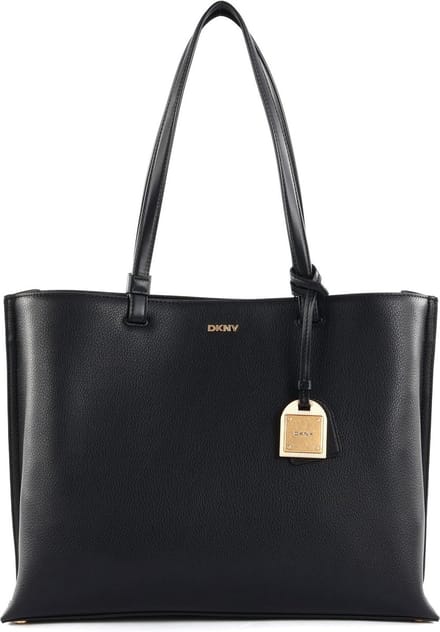 DKNY Leren Schoudertas Alya Tote Blk / Gold Zwart