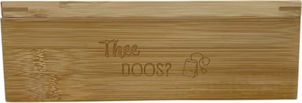 Theedoos 6 vaks, Bamboe met tekst: Thee doos?