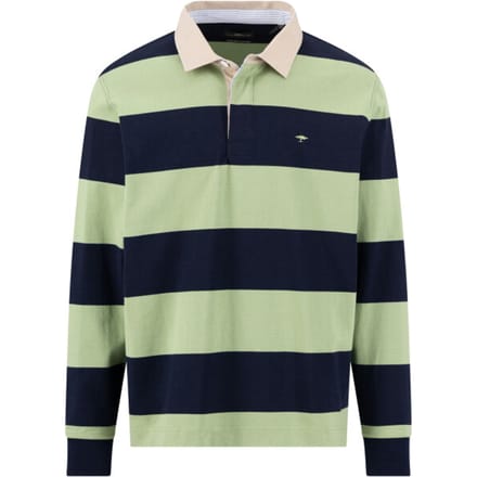 Fynch-Hatton Trui Striped Rugby Polo Pullover Navy-Groen / male