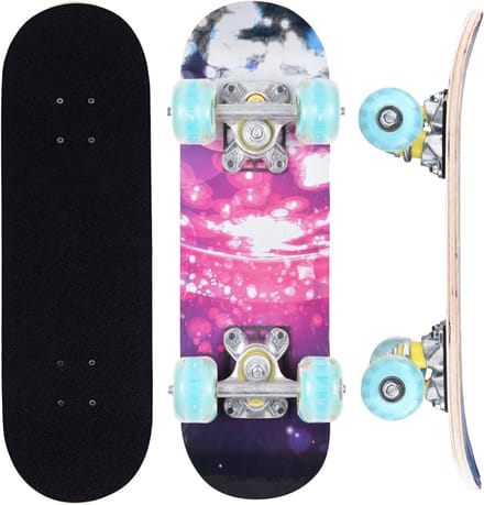 Compleet Skateboard voor Beginners - 17 Inch Double Kick Trickboard met Lichtgevende Wielen