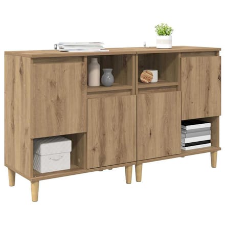 vidaXL - Dressoirs - 2 - st - Artisan - Eiken - 60 - x - 35 - x - 70 - cm - Bewerkt - hout