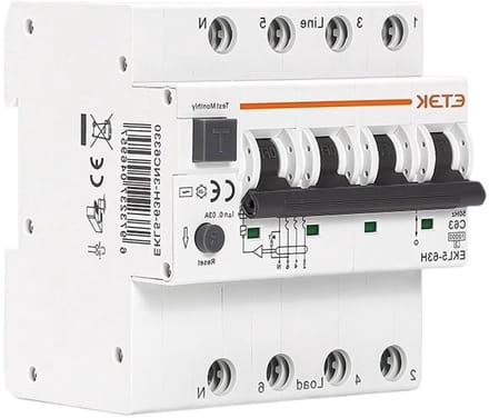 Aardlekschakelaar RCBO - Overstroom Lekbeveiliging - Elektrische Veiligheid - Type AC 1P+N - 63A 30mA - Grijs
