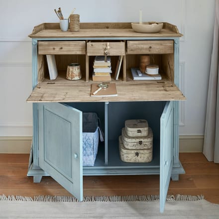 LOBERON Secretaire Marignelle antiekblauw/bruin