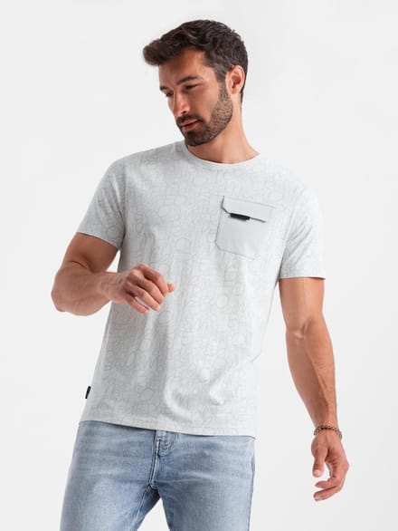 OMBRE T-shirt - Regular Fit - Katoen - Korte Mouw Gebroken Wit / Lichtgrijs S